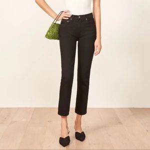 Reformation Julia Crop High Cigarette Jean Black size 25